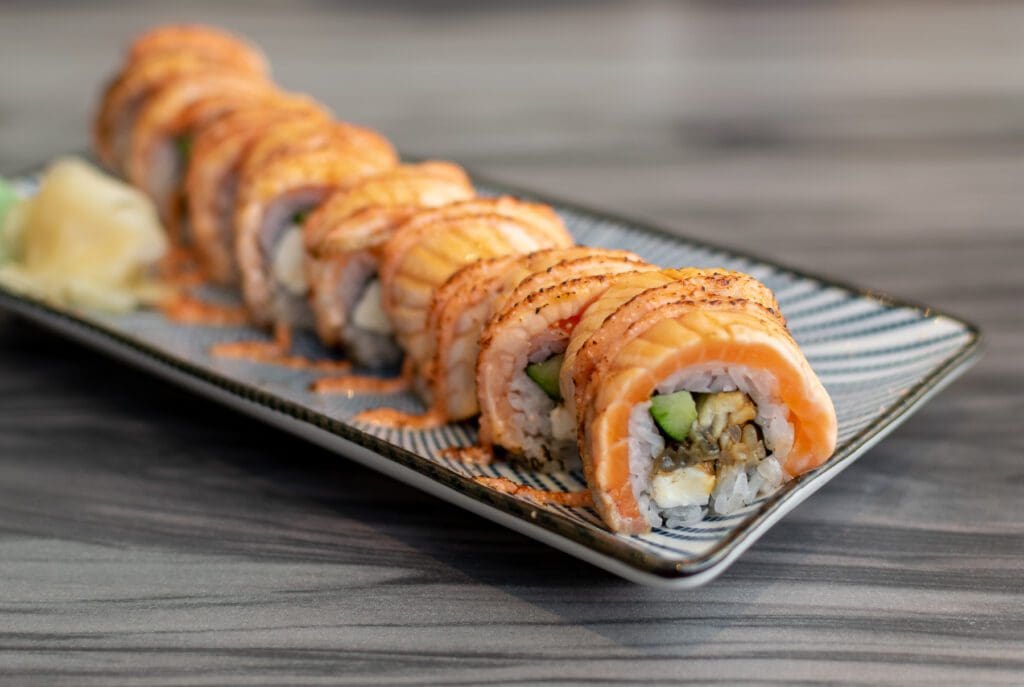 En Sushi—Unagi Cheese Salmon Aburi Maki