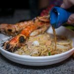 Le Binchotan: Supper—Hokkien Mee with Binchotan-Grilled Tiger Prawns