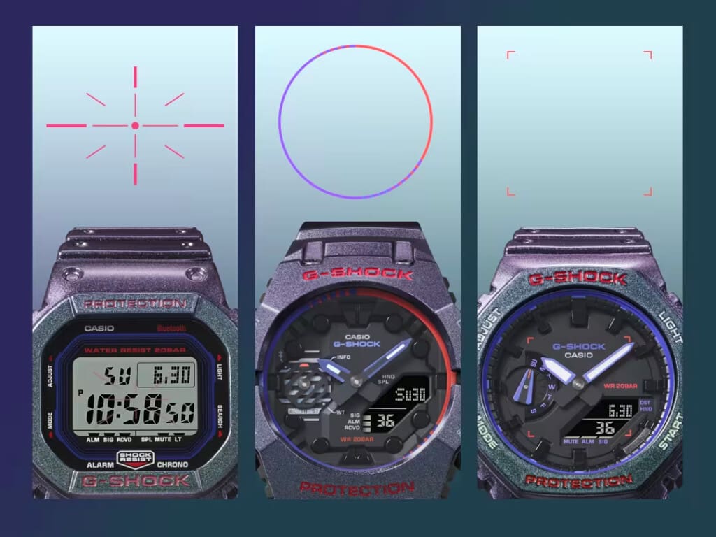 G-SHOCK Aim High series watch faces on display